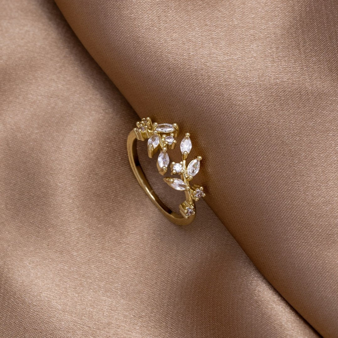Bague Vigne Dorée Cristaux