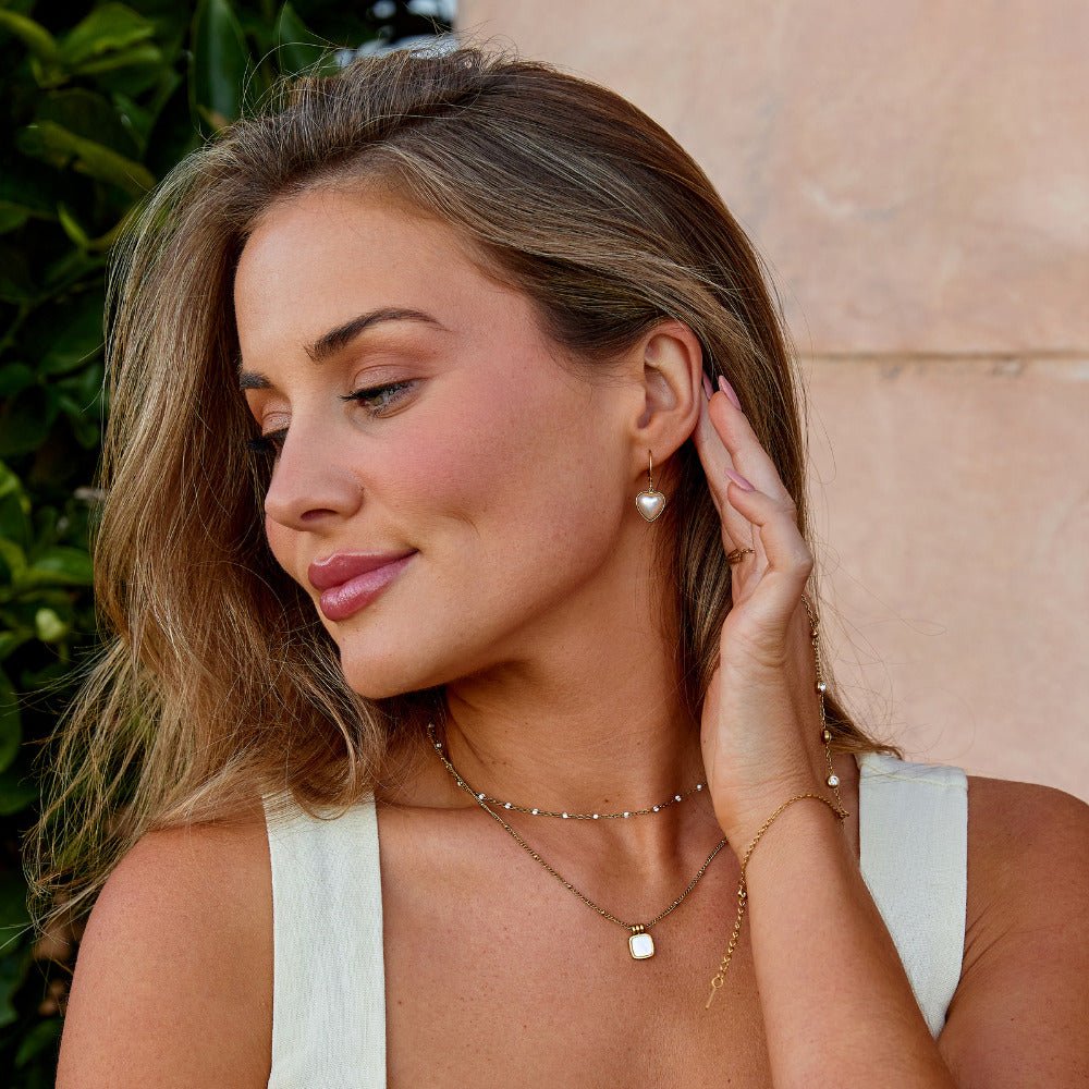 Heart Pearl Hoop Earrings