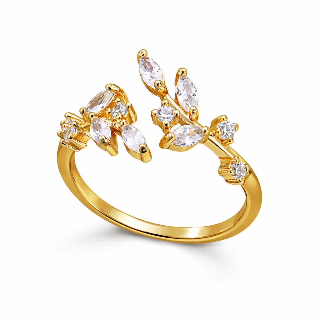 Lily Gold Vine Crystal Ring