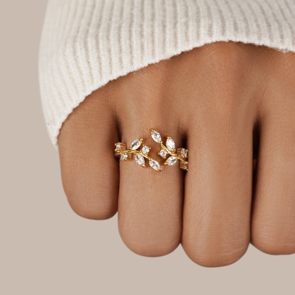Bague Vigne Dorée Cristaux