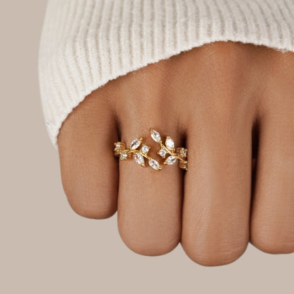 Bague Vigne Dorée Cristaux