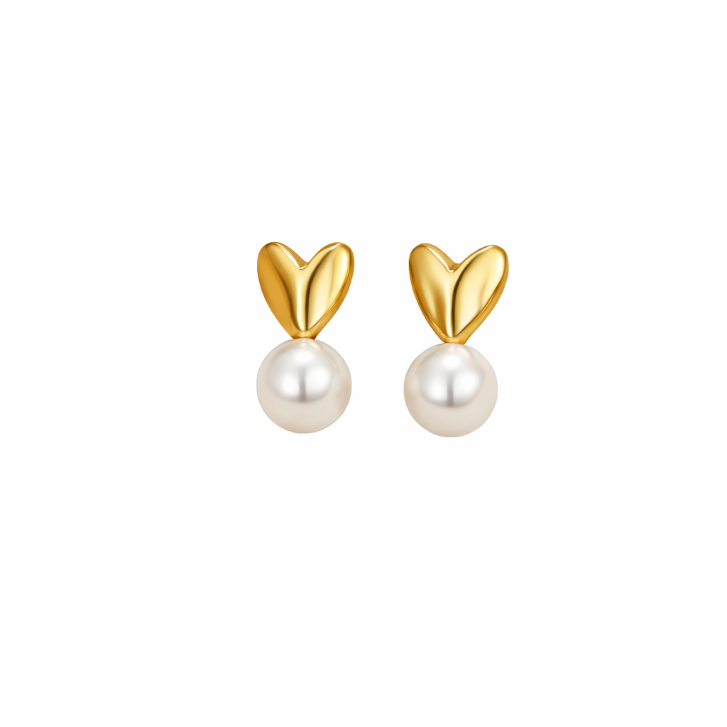 Pearl Heart Earrings