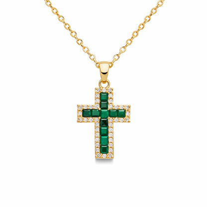 Alena Emerald Cross Pendant Necklace