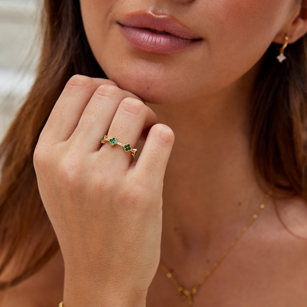 Crystal Clover Ring