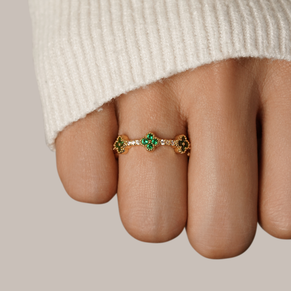 Crystal Clover Ring