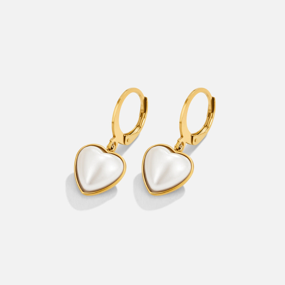Heart Pearl Hoop Earrings