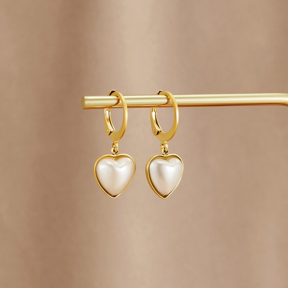 Heart Pearl Hoop Earrings