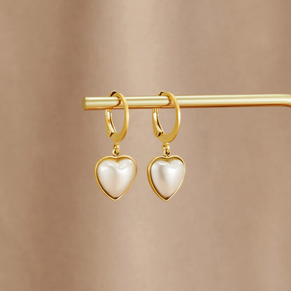 Heart Pearl Hoop Earrings
