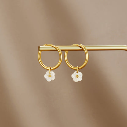 White Shell Hoops