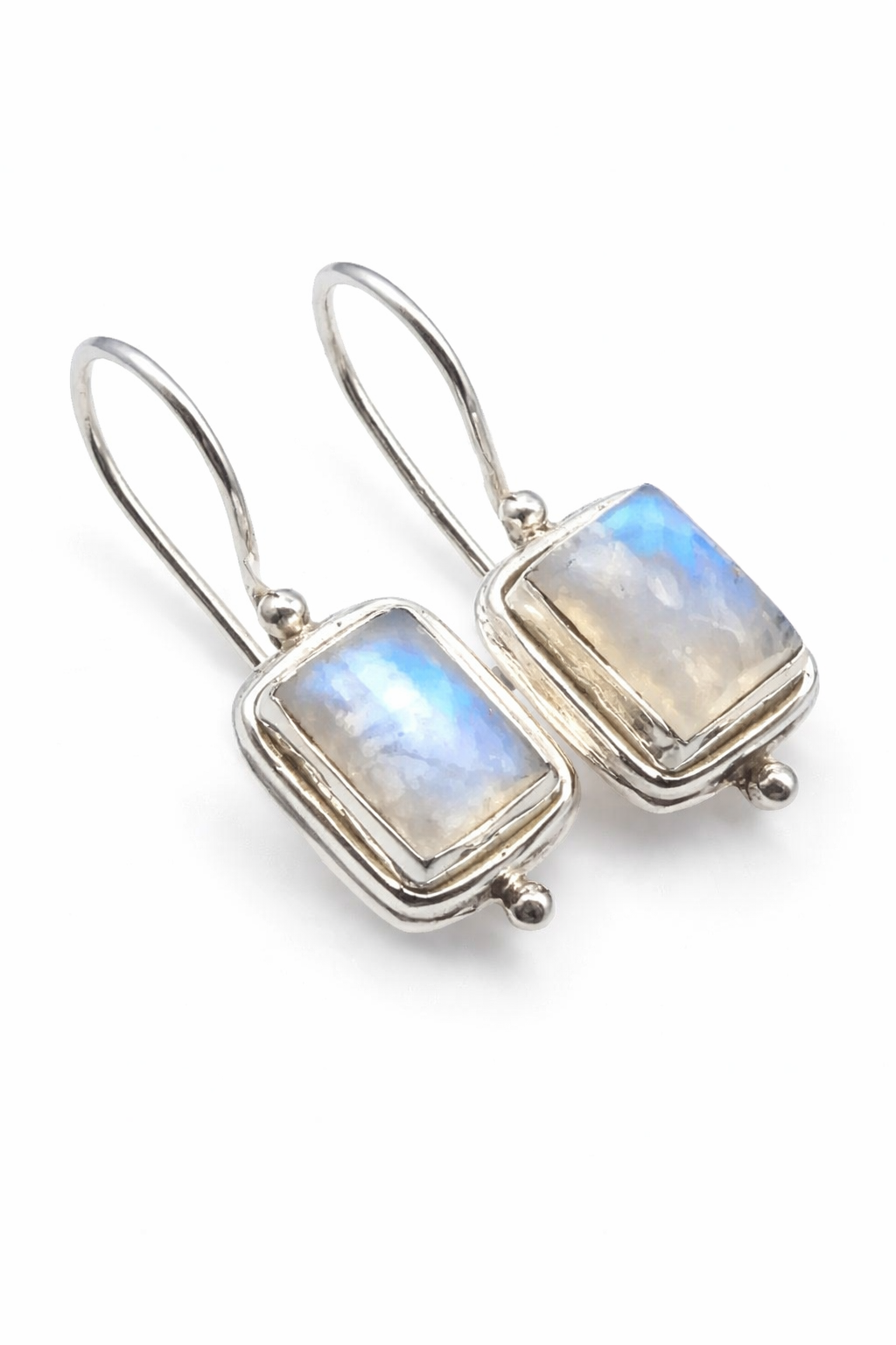 Vintage Square Moonstone Drop Earrings