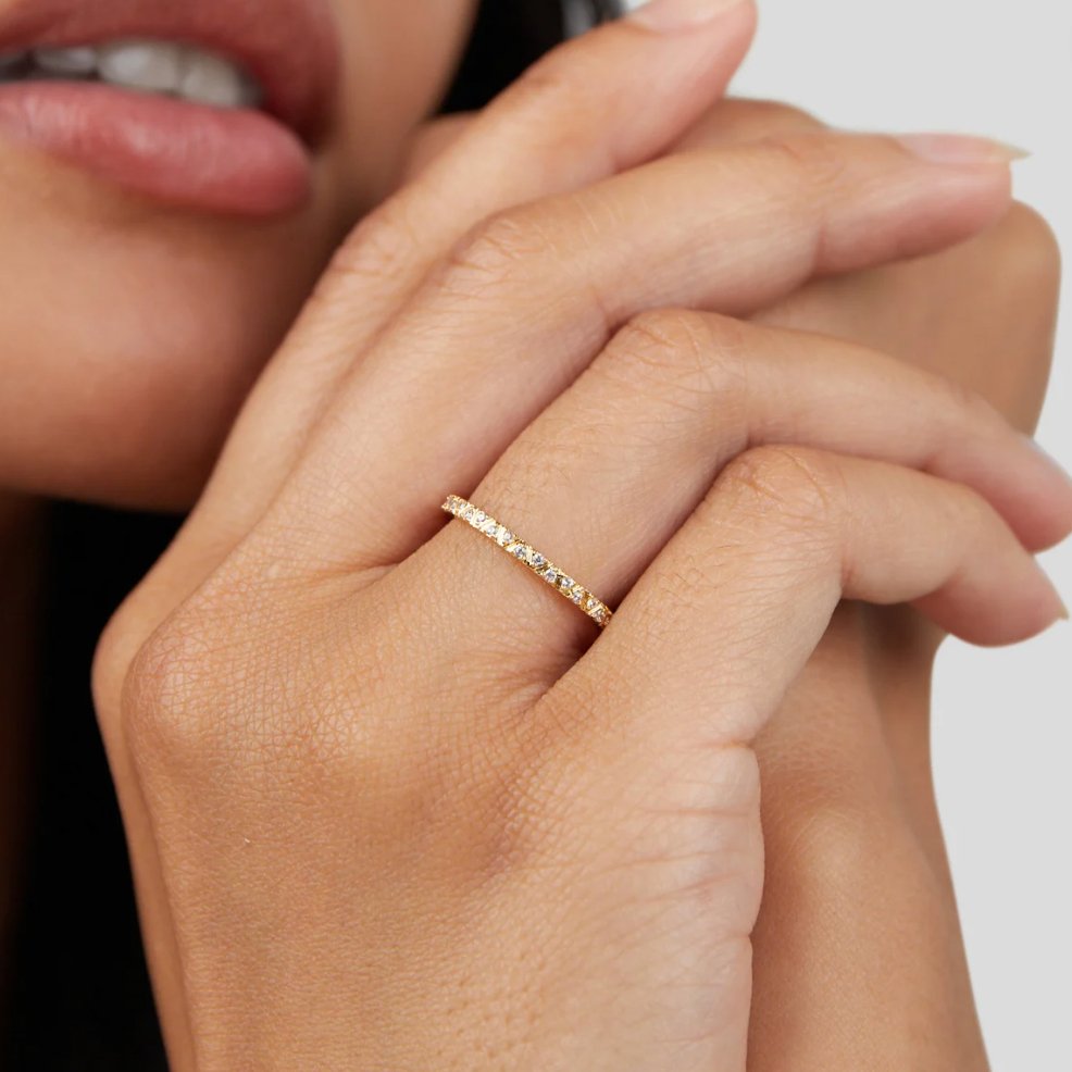 Gold Arch Crystal Ring