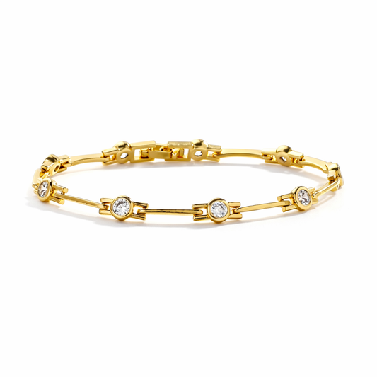 Elegant Gold Bracelet with Zirconia Stones