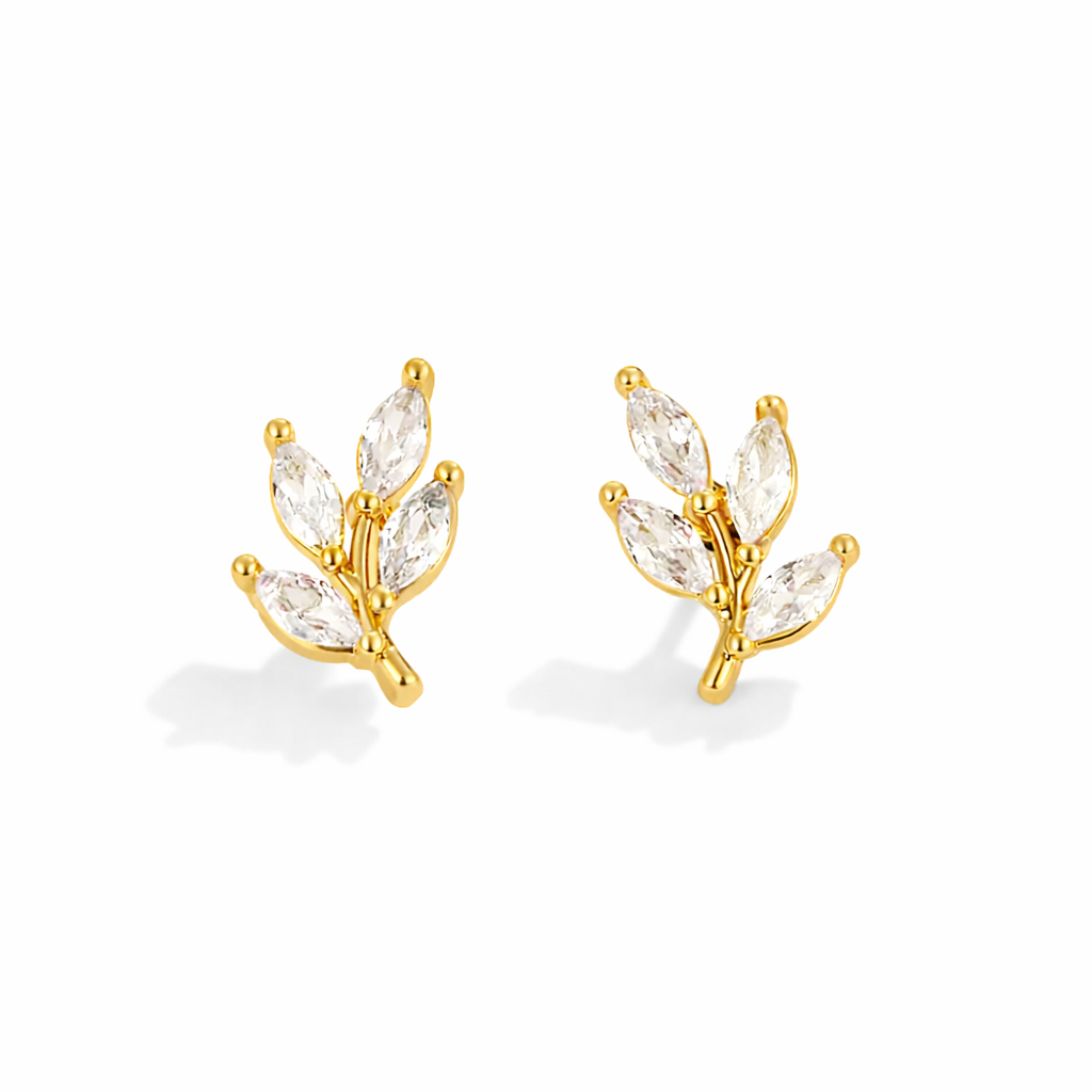 Crystal Leaf Studs