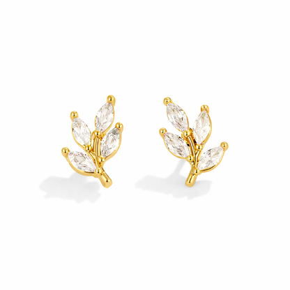 Crystal Leaf Studs