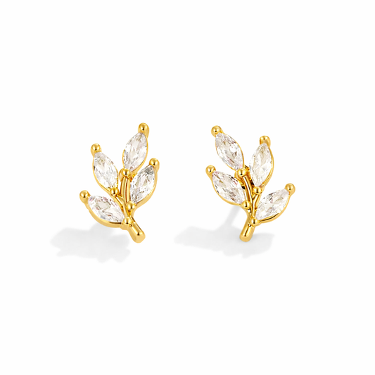 Crystal Leaf Studs