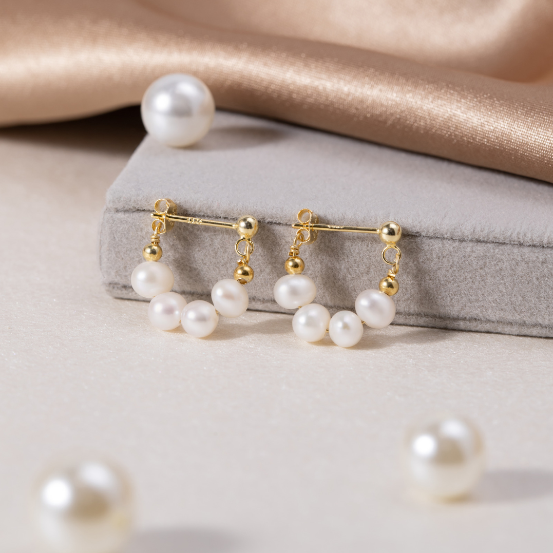 Celine Pearl Hoops