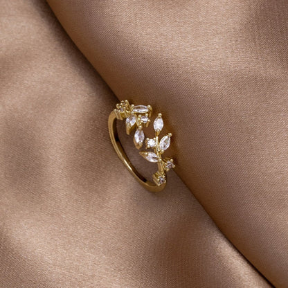 Bague Vigne Dorée Cristaux