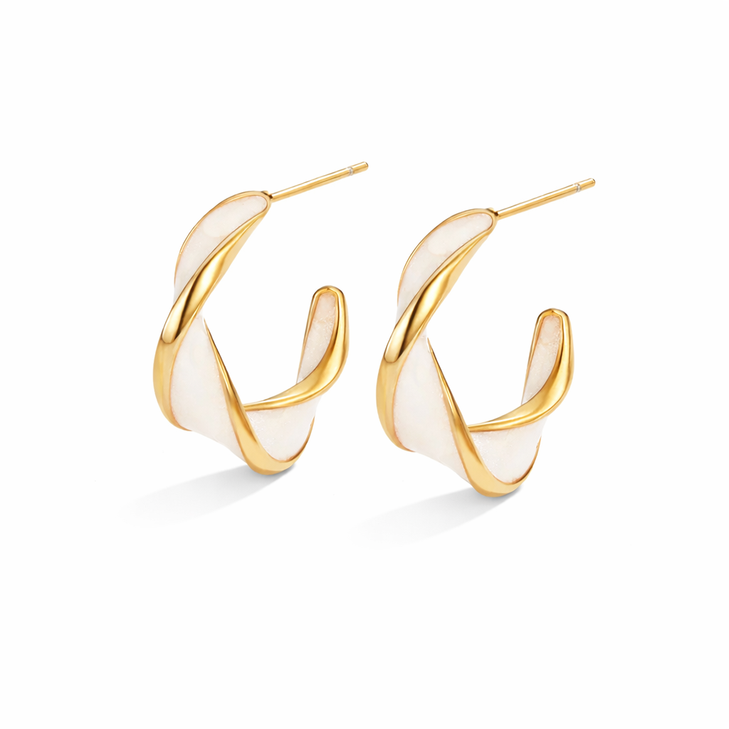 Twisted Mother-of-Pearl Hoops