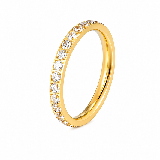 Gold Arch Crystal Ring