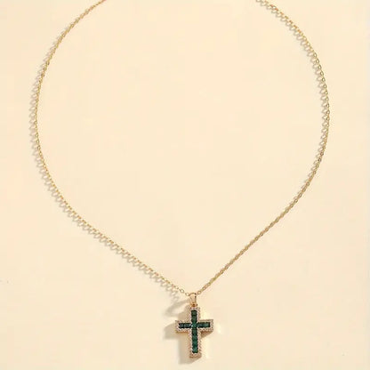 Alena Emerald Cross Pendant Necklace