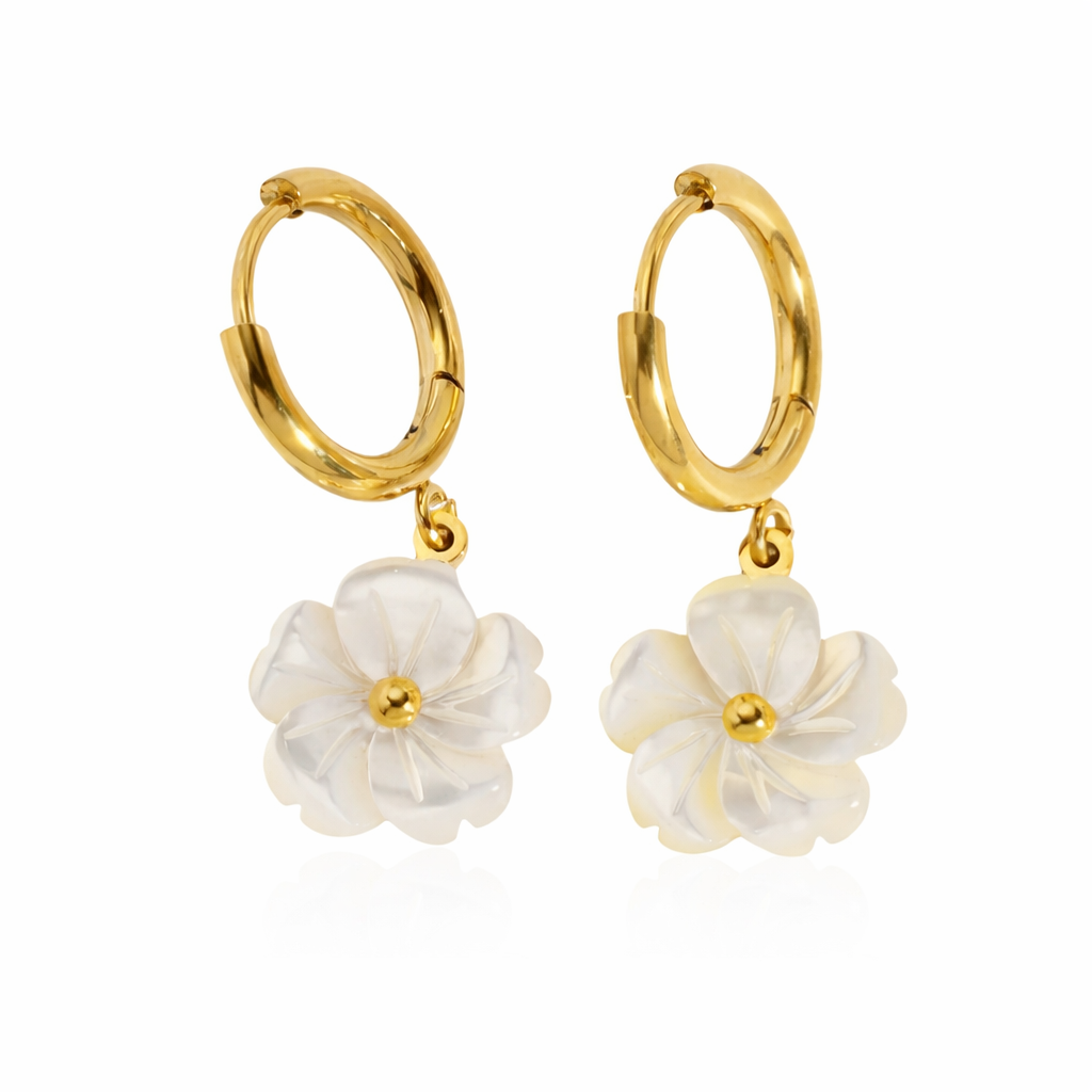 White Shell Hoops