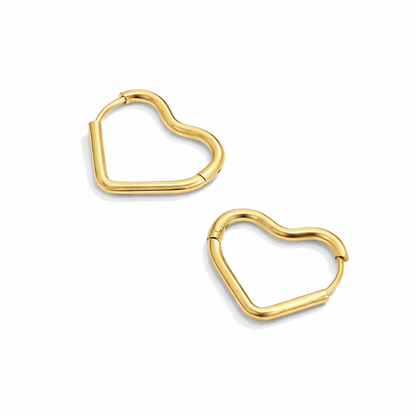 Gold Heart Hoop Earrings