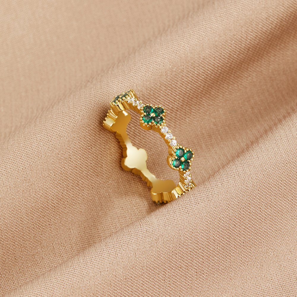 Crystal Clover Ring