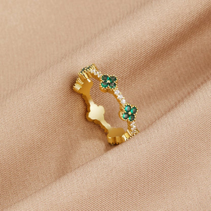 Crystal Clover Ring