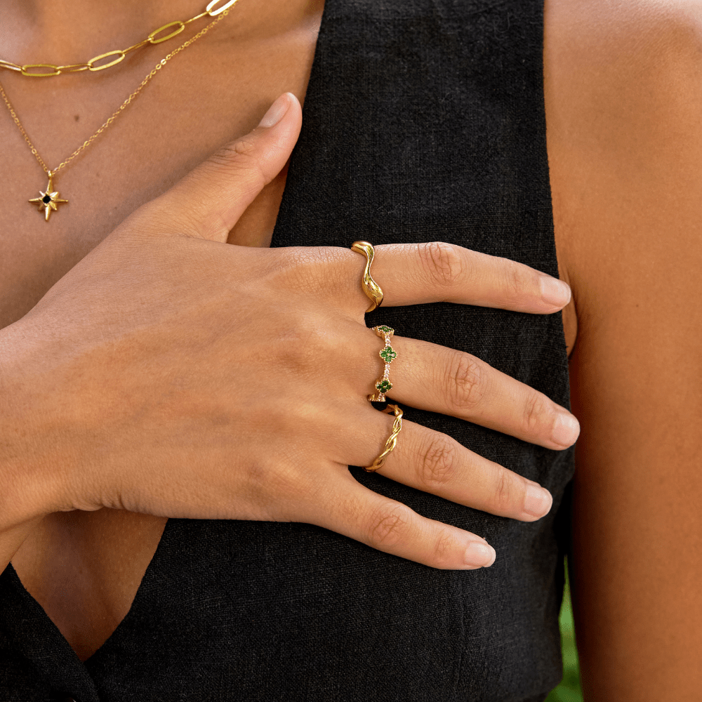 Crystal Clover Ring