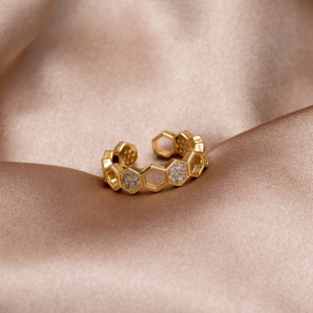 Honeycomb Gold Ring