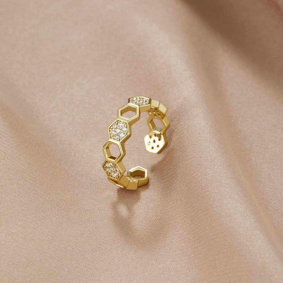 Honeycomb Gold Ring