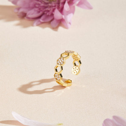Honeycomb Gold Ring