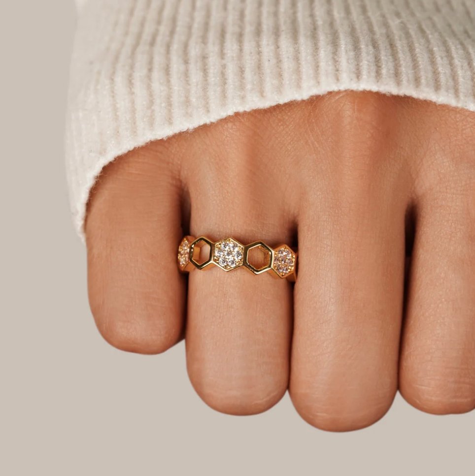 Honeycomb Gold Ring