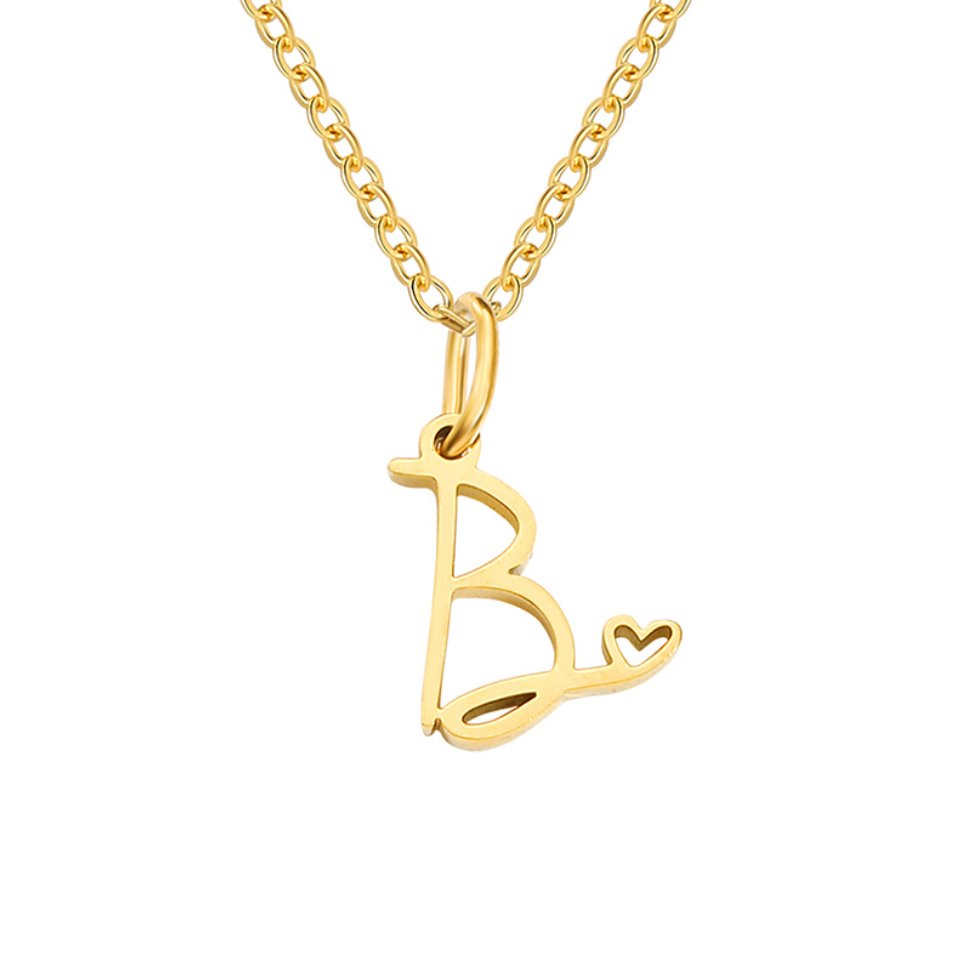 Gold Heart Letter Necklace