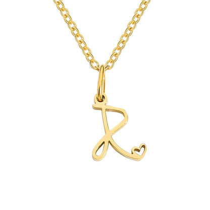 Gold Heart Letter Necklace