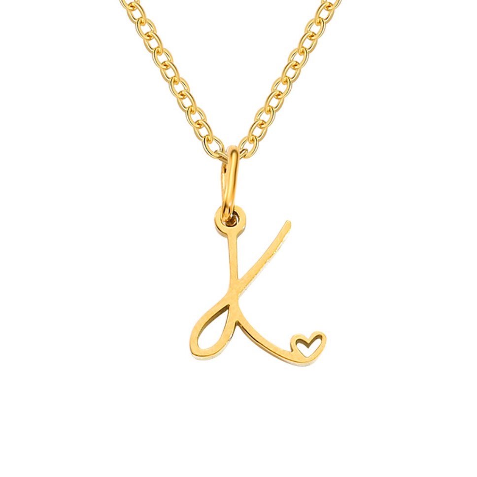 Gold Heart Letter Necklace