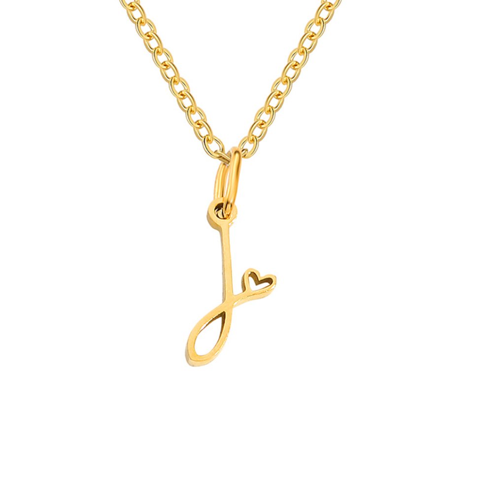 Gold Heart Letter Necklace