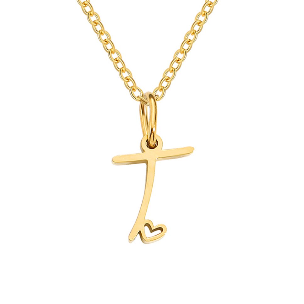 Gold Heart Letter Necklace