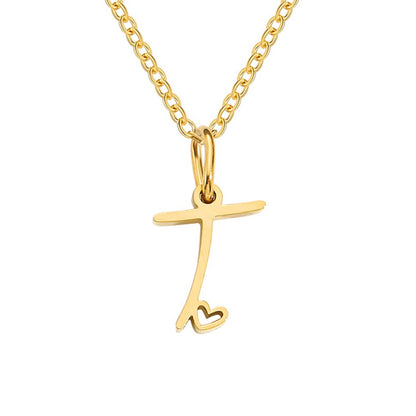 Gold Heart Letter Necklace