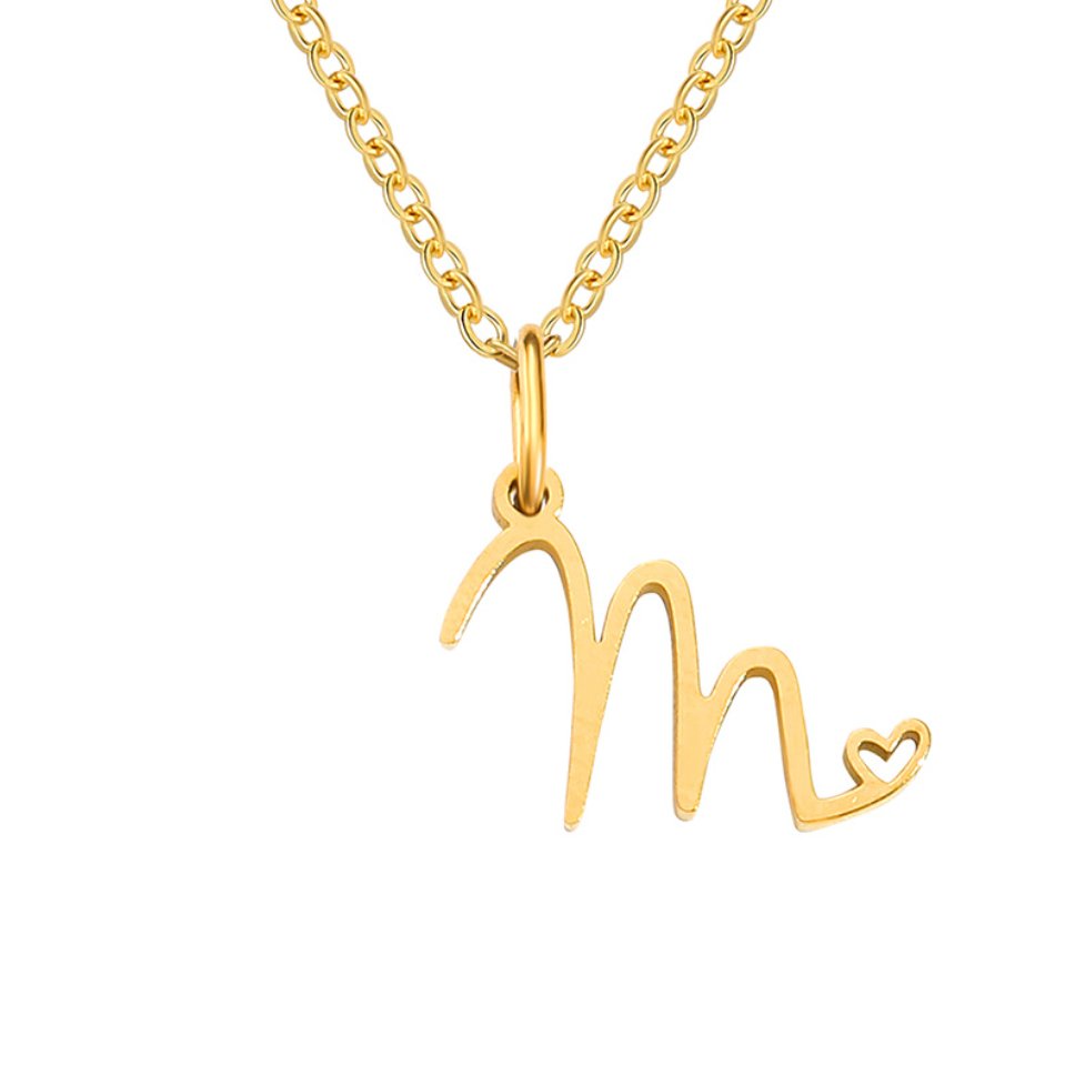 Gold Heart Letter Necklace