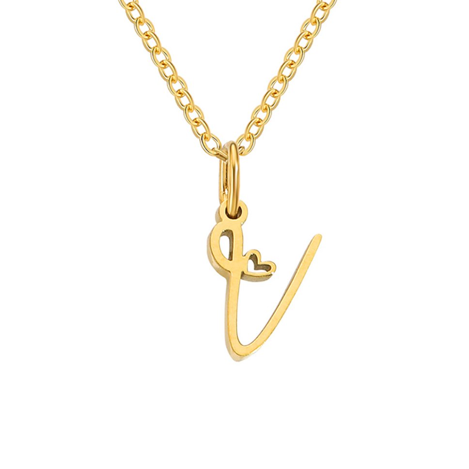 Gold Heart Letter Necklace