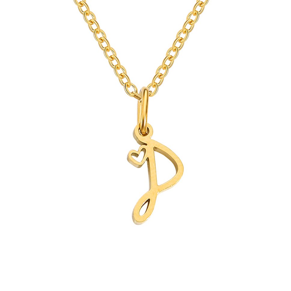 Gold Heart Letter Necklace
