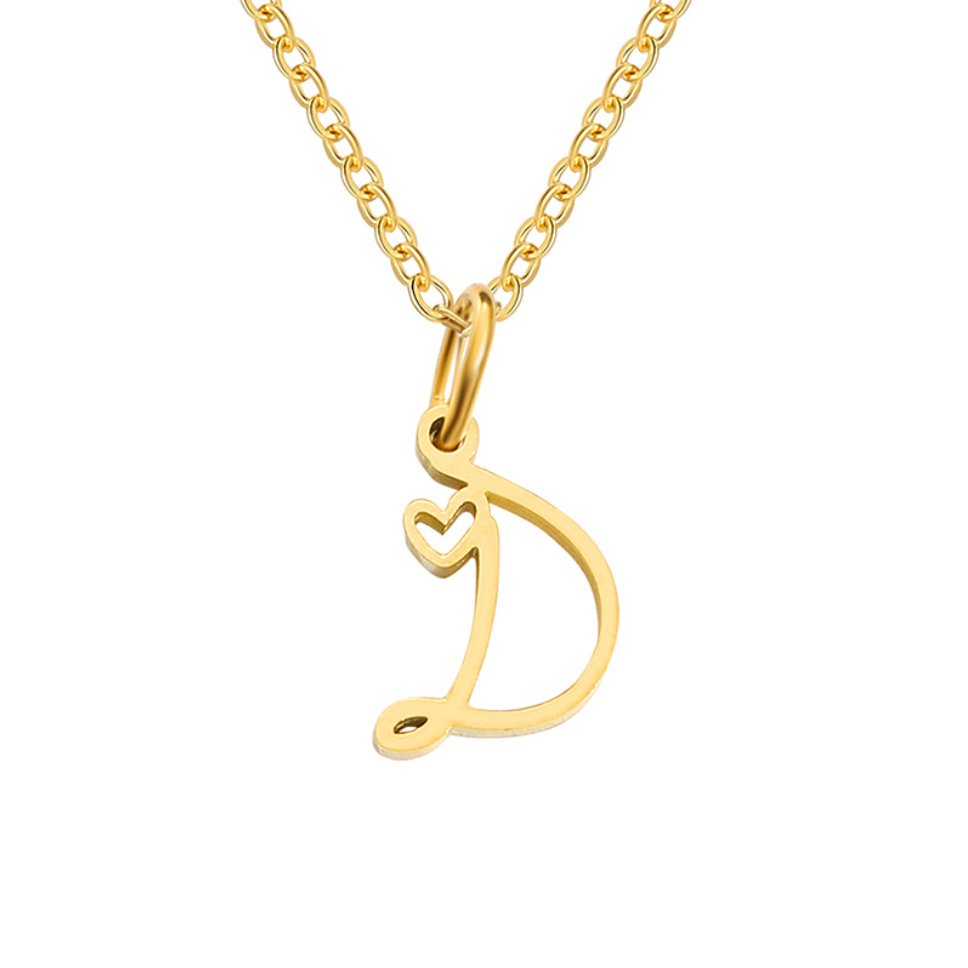 Gold Heart Letter Necklace