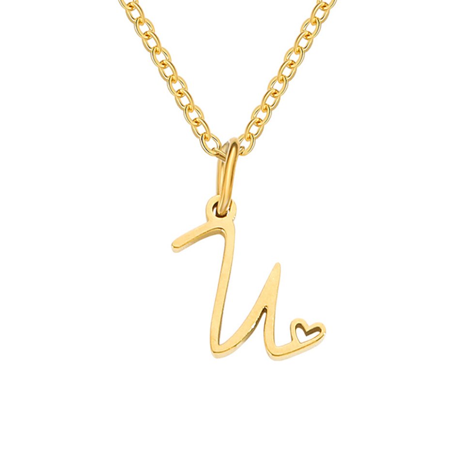 Gold Heart Letter Necklace