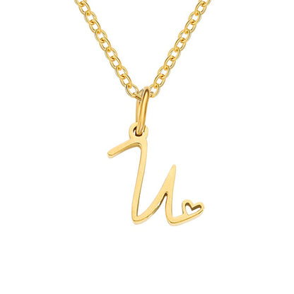 Gold Heart Letter Necklace