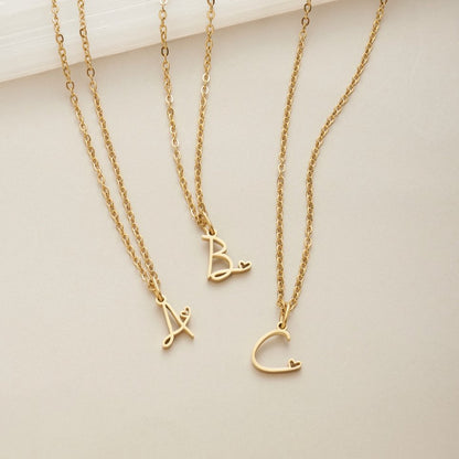 Gold Heart Letter Necklace