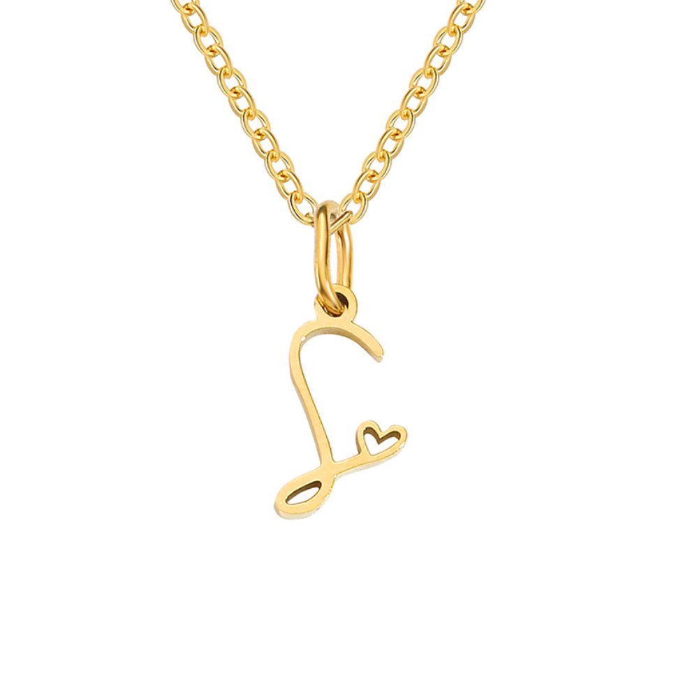 Gold Heart Letter Necklace