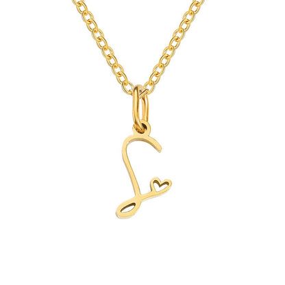 Gold Heart Letter Necklace
