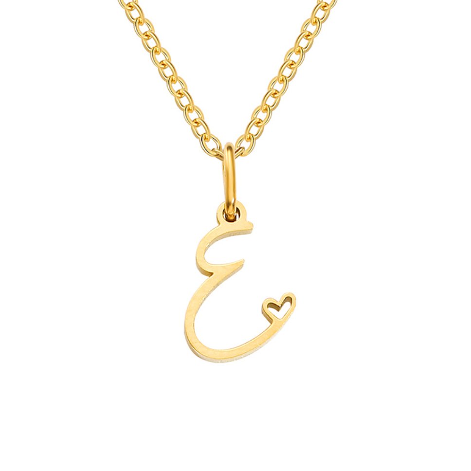Gold Heart Letter Necklace