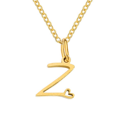 Gold Heart Letter Necklace